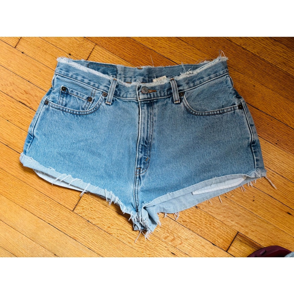 Levis 560 Denim Short Shorts Womens 12 Medium Wash Cutoff High Waisted Vintage